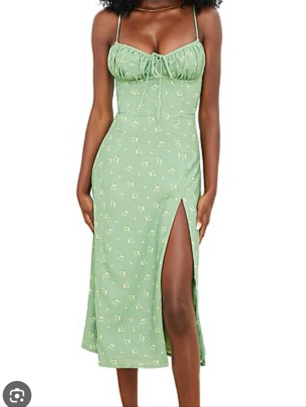 House Of CB Carina Olive Floral Bustier Midi Dress (S)